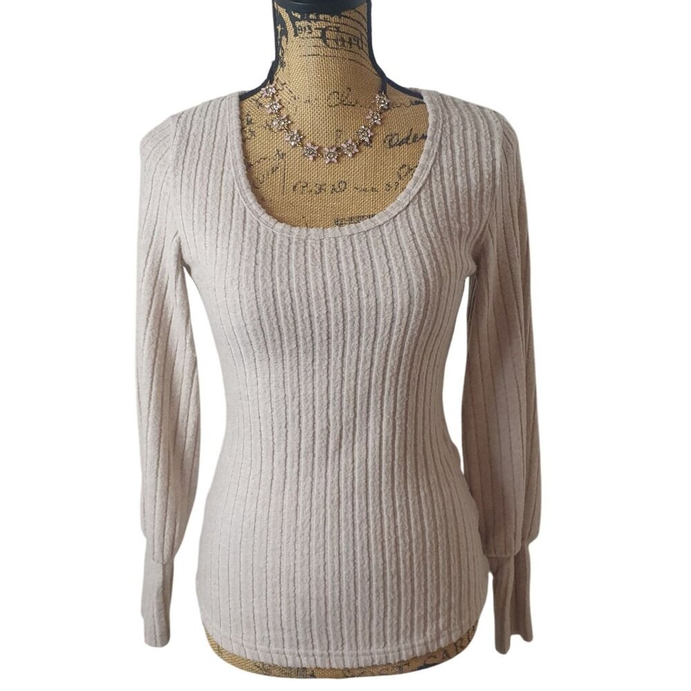 Pretty Garden Womens S Sweater Beige Scoop Neck Soft Stretchy Chic Hip Hop Urban